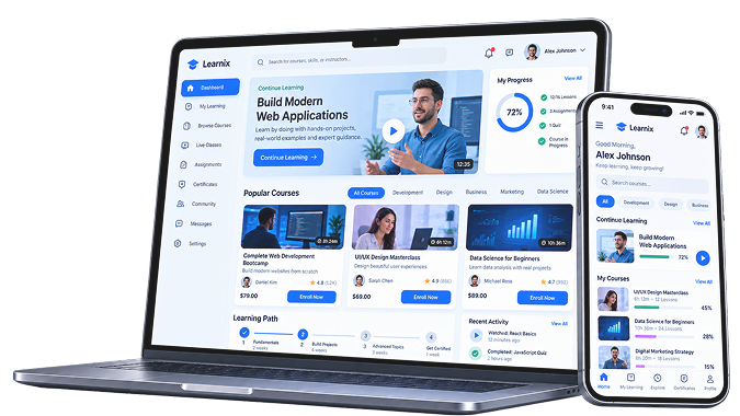 E-Commerce store on laptop and phone