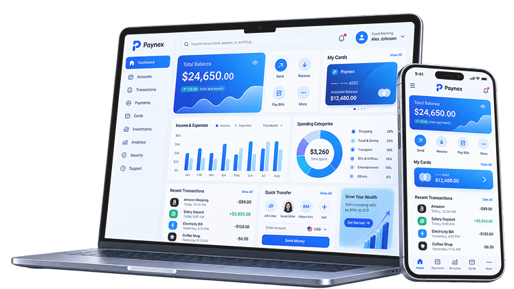 E-Commerce store on laptop and phone