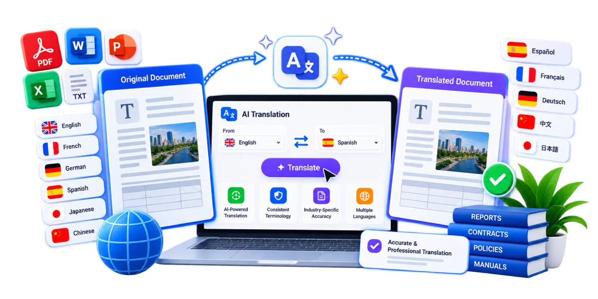 Document translation services for business reports contracts and professional materials