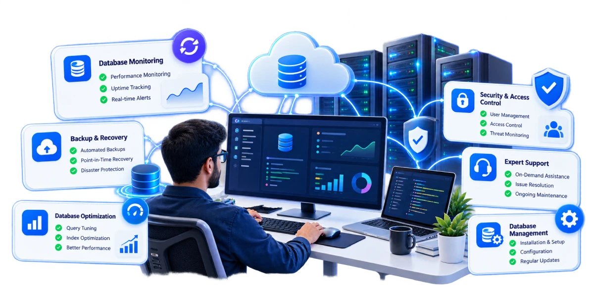 Remote database administrator monitoring business databases